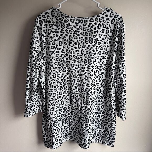 Chicos Cozisoft Country Animal Lace Hem tunic Pullover Sweater 2 - Picture 5 of 6